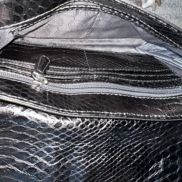 Michael Kors Fulton Small Flap Leather Shoulder Bag black Gunmetal metallic - Picture 6 of 8